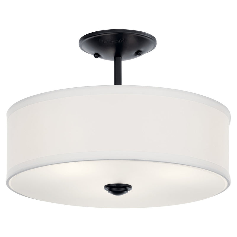Shailene 3-Light 14" Round Semi-Flush Mount in Black