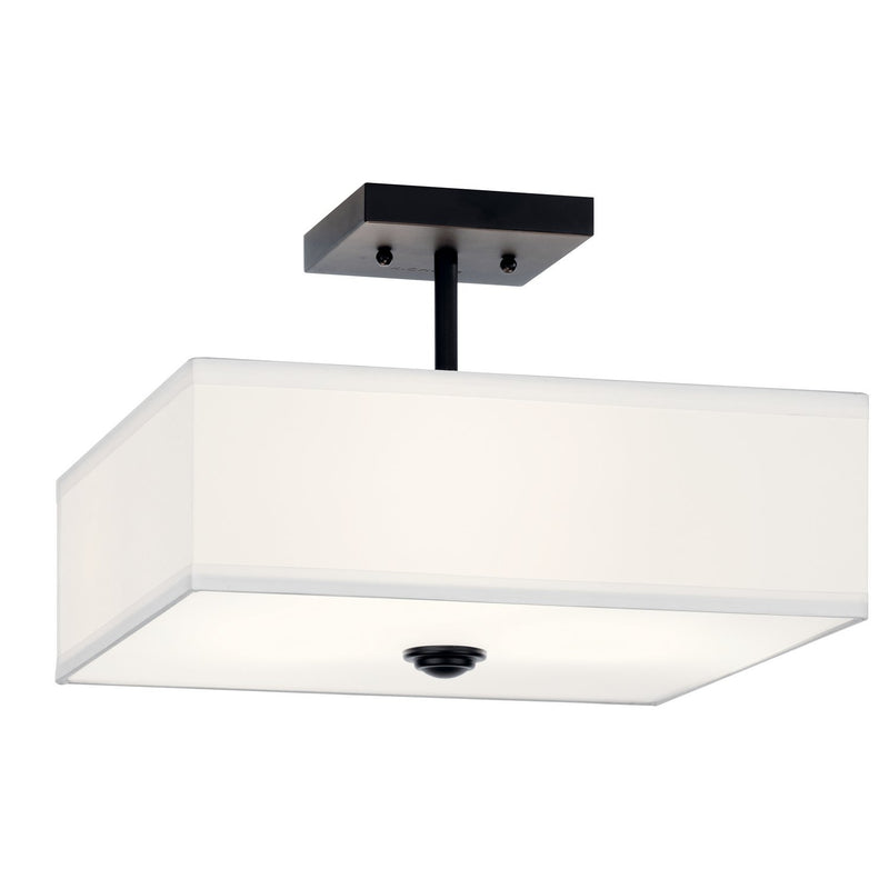 Shailene 3-Light 14" Square Semi-Flush Mount in Black