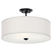 Shailene 3-Light 18" Round Semi-Flush Mount in Black