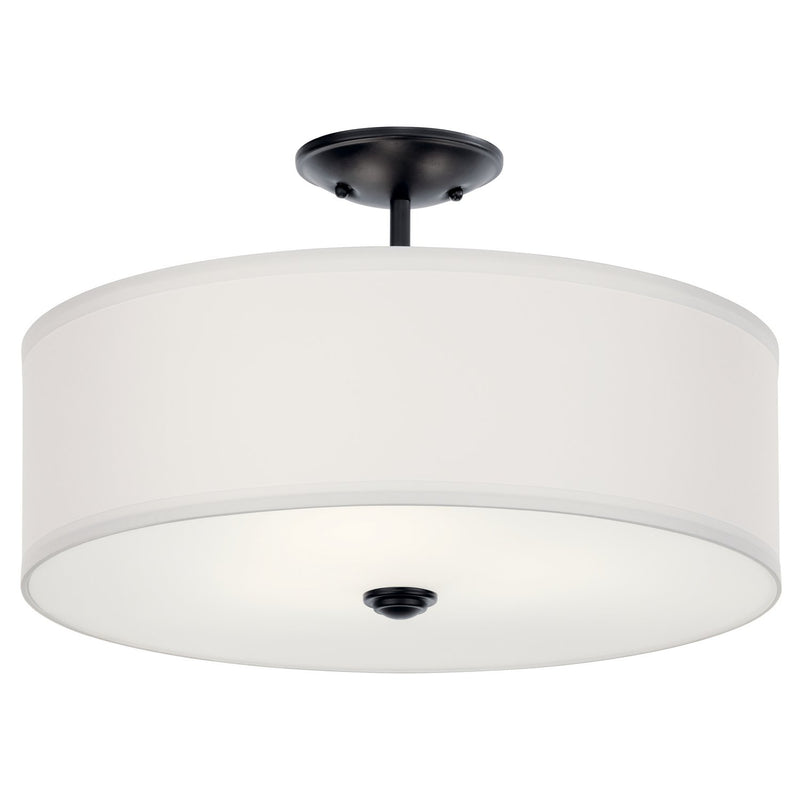 Shailene 3-Light 18" Round Semi-Flush Mount in Black