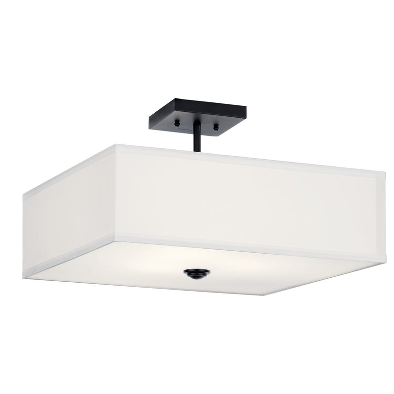 Shailene 3-Light 18" Square Semi-Flush Mount in Black