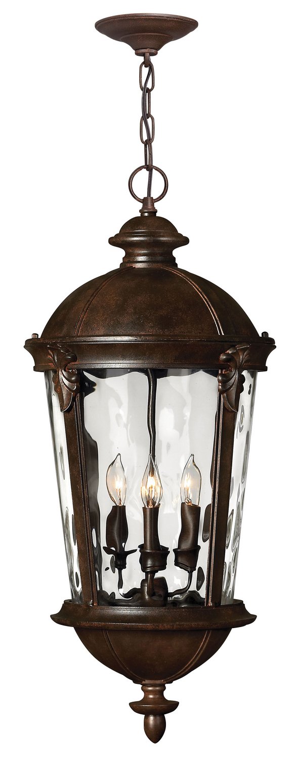 Windsor 4-Light Outdoor Hanging Lantern in River Rock