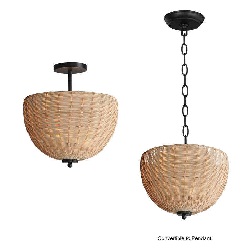 Maldives 2 Light Semi-Flush Mount in Black