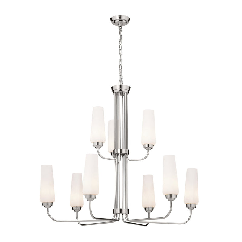 Truby 9-Light 34" Two-Tier Chandelier in Polished Nickel