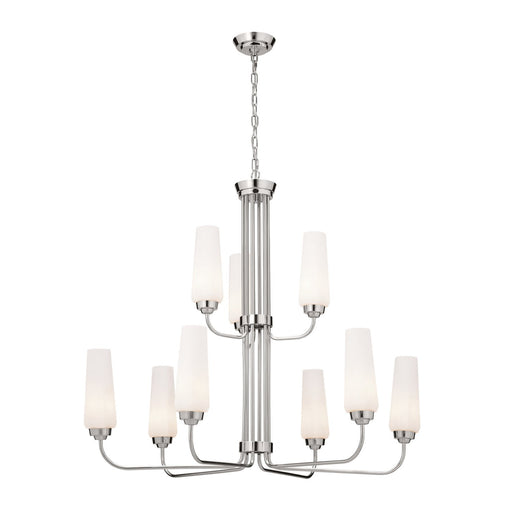 Truby 9-Light 34" Two-Tier Chandelier in Polished Nickel