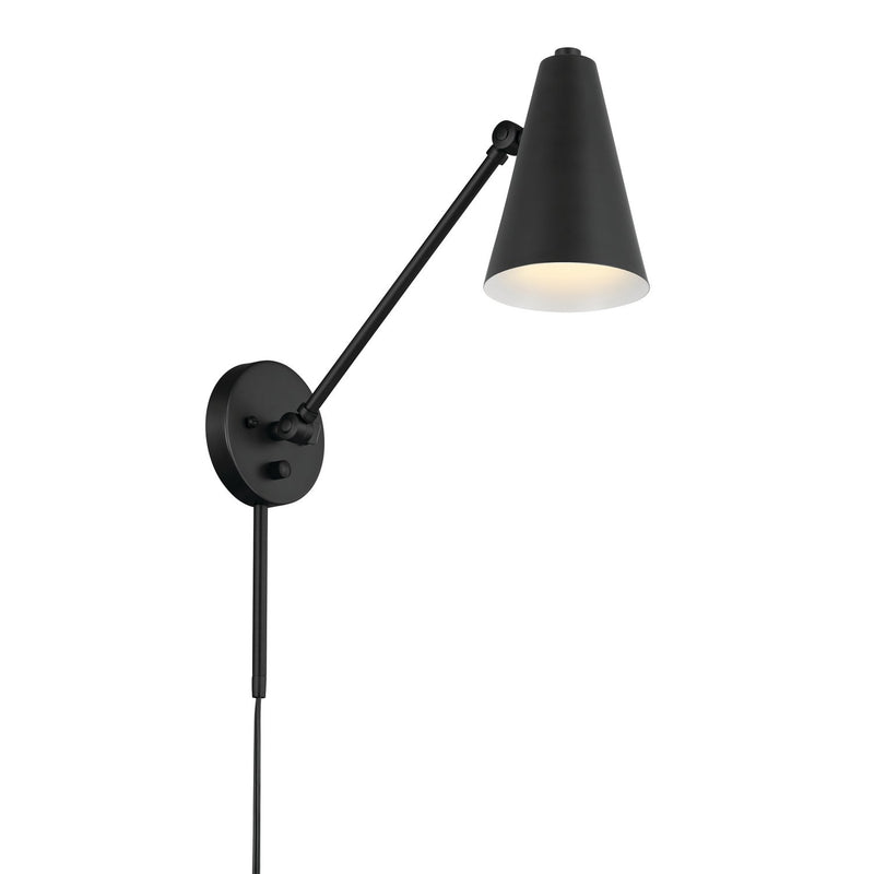 Sylvia Small Swing Arm Wall Lamp in Black
