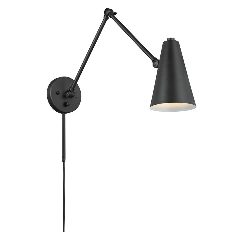 Sylvia Large Swing Arm Wall Lamp in Black