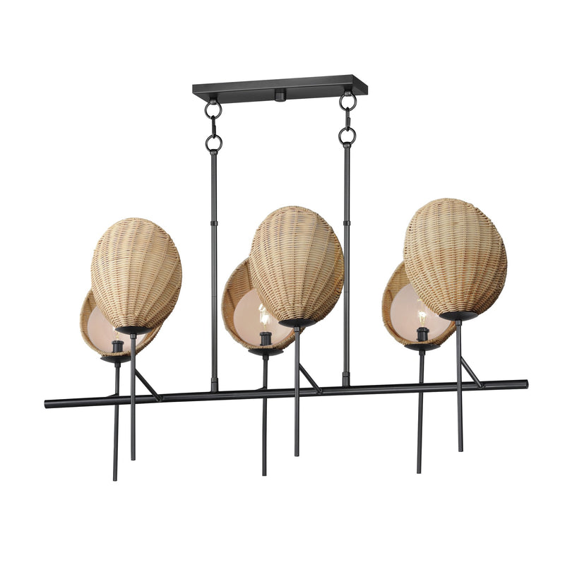 Maldives 6 Light Linear Chandelier in Black