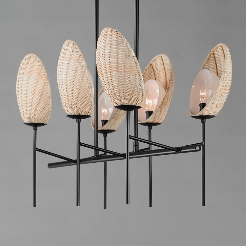 Maldives 6 Light Linear Chandelier in Black