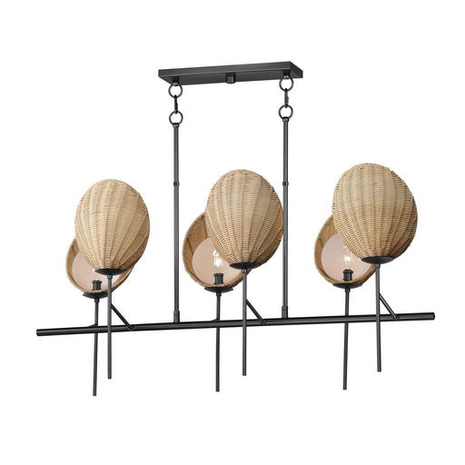 Maldives 6 Light Linear Chandelier in Black