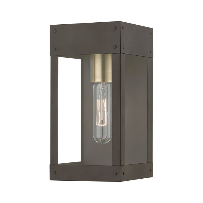 Barrett One Light Outdoor Wall Lantern in Bronze w/Antique Brass