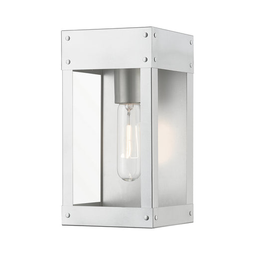 Barrett One Light Outdoor Wall Lantern in Painted Satin Nickel w/Brushed Nickel