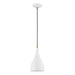 Amador One Light Mini Pendant in Textured White w/Antique Brass