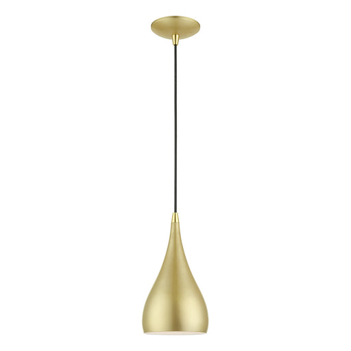 Amador One Light Mini Pendant in Soft Gold w/Polished Brass