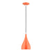 Amador One Light Mini Pendant in Shiny Orange w/Polished Chrome