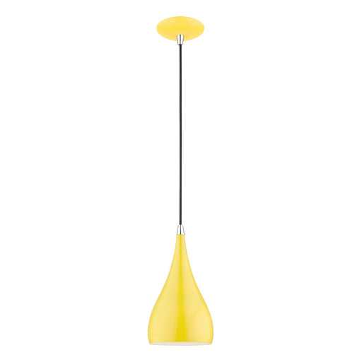 Amador One Light Mini Pendant in Shiny Yellow w/Polished Chrome
