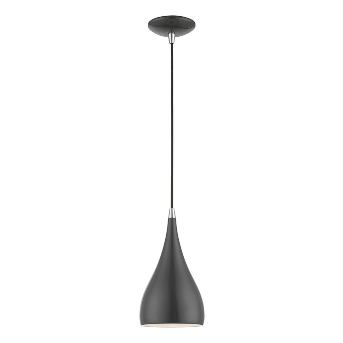 Amador One Light Mini Pendant in Shiny Dark Gray w/Polished Chrome