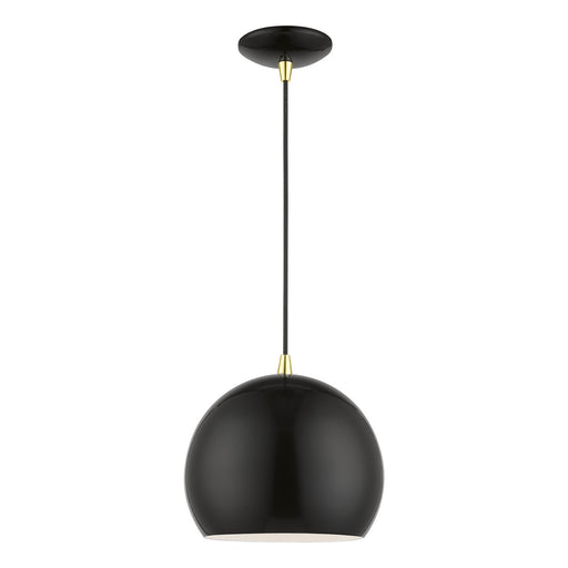 Piedmont 1-Light Pendant in Shiny Black with Polished Brass - Lamps Expo