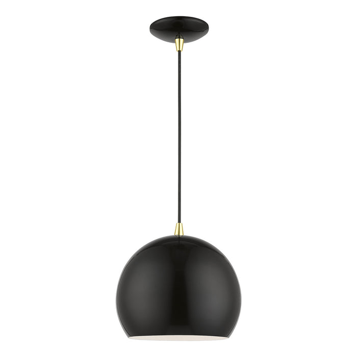 Piedmont 1-Light Pendant in Shiny Black with Polished Brass - Lamps Expo