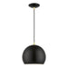 Piedmont 1-Light Pendant in Shiny Black with Polished Brass - Lamps Expo