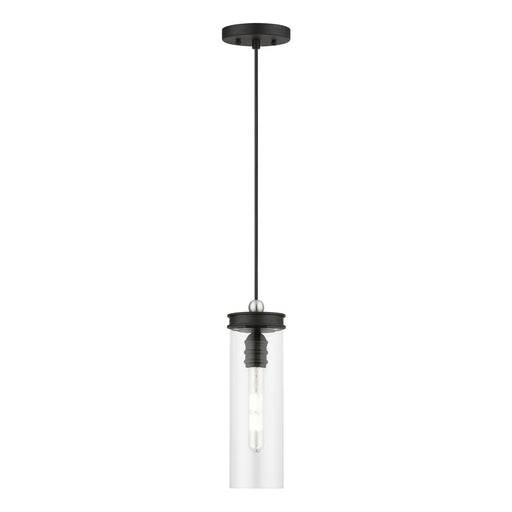 Devoe One Light Mini Pendant in Black w/Brushed Nickel
