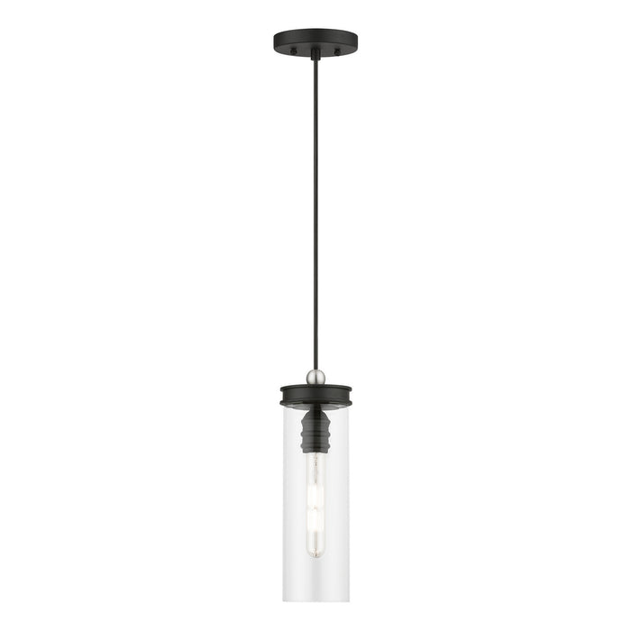 Devoe One Light Mini Pendant in Black w/Brushed Nickel