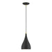 Amador One Light Mini Pendant in Textured Black w/Antique Brass