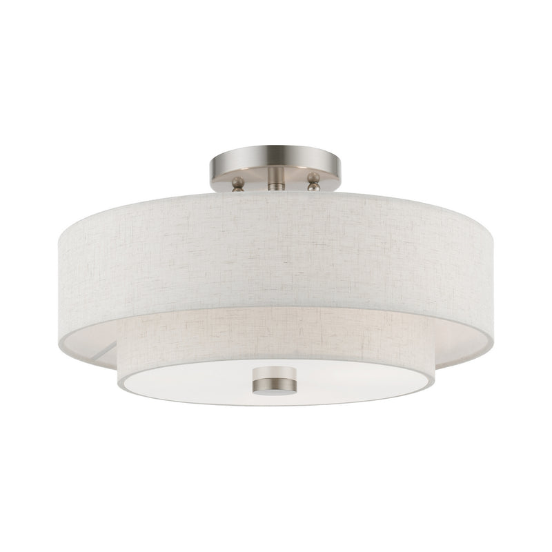 Meridian Three Light Semi-Flush Mount in Brushed Nickel