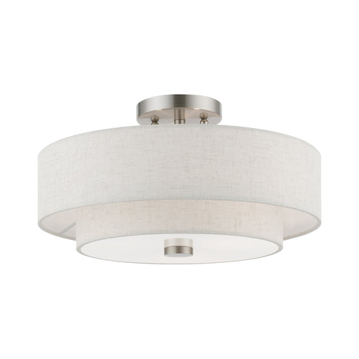 Meridian Three Light Semi-Flush Mount in Brushed Nickel