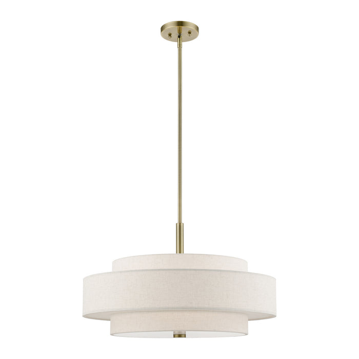Monroe Five Light Pendant Chandelier in Antique Brass