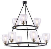 Winsley 9-Light Chandelier in Coal w/Stained Brass