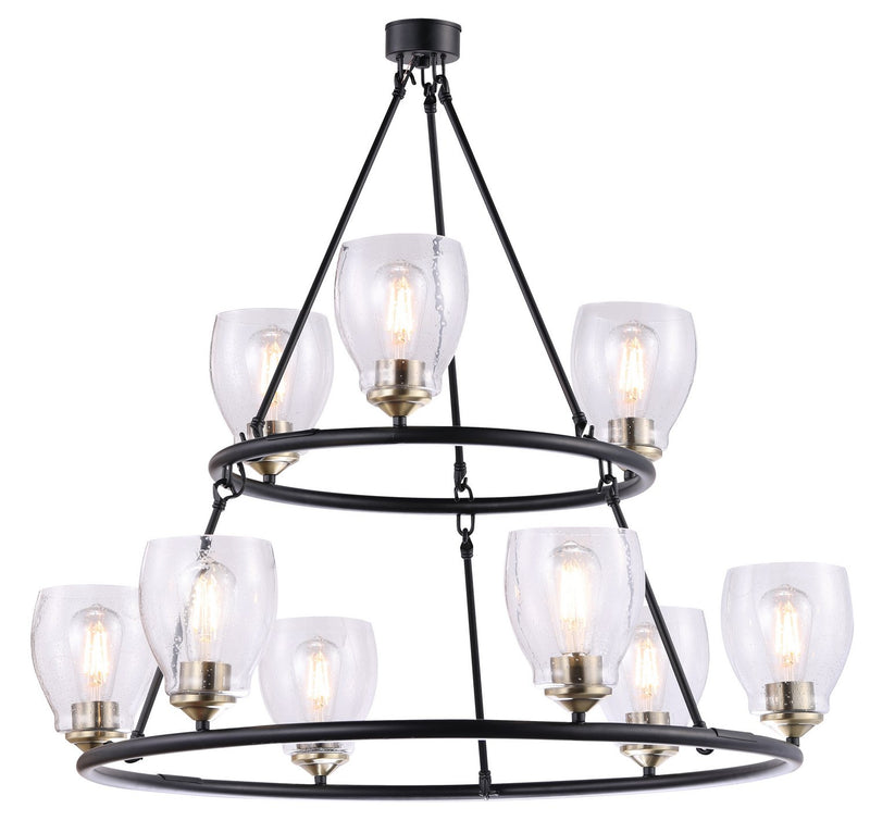 Winsley 9-Light Chandelier in Coal w/Stained Brass
