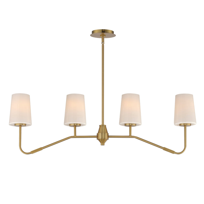 Durham 4 Light Linear Chandelier in Natural Aged Brass