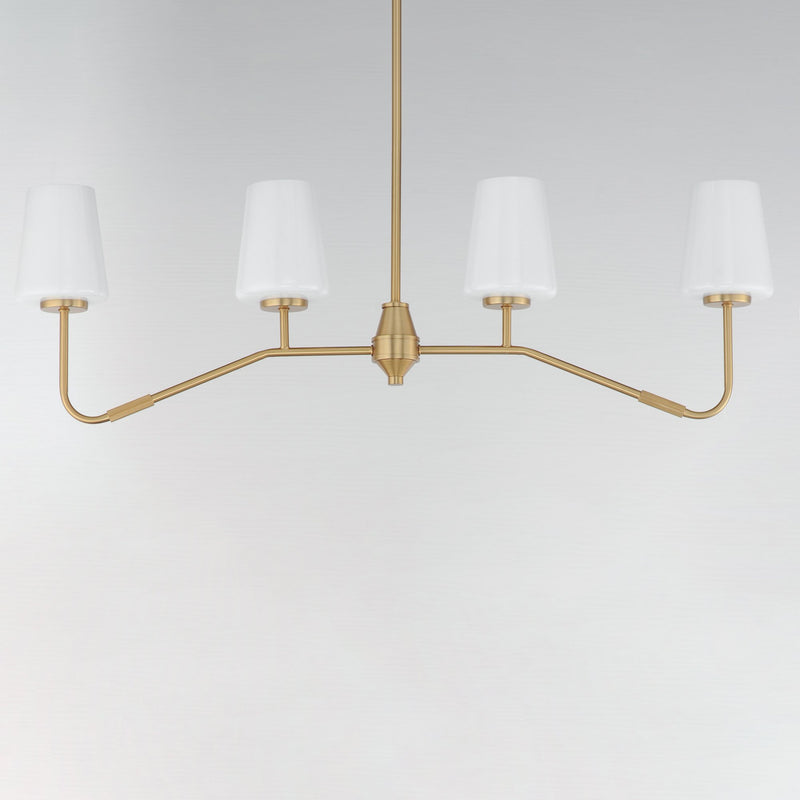 Durham 4 Light Linear Chandelier in Natural Aged Brass