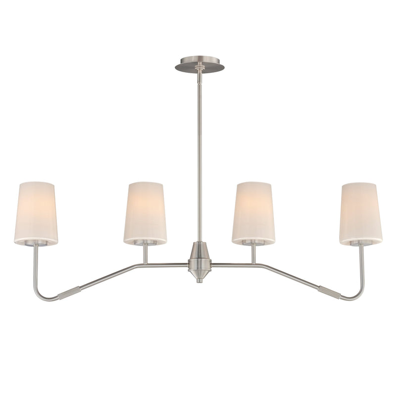 Durham 4 Light Linear Chandelier in Satin Nickel