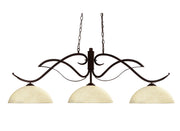 Phoenix 3 Light 52" Billiard, Glass Shades in Golden Mottle