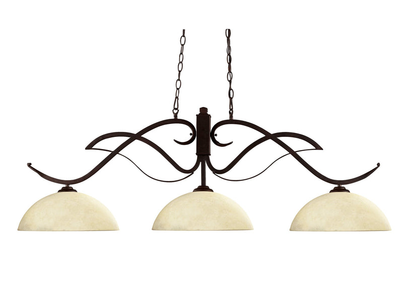 Phoenix 3 Light 52" Billiard, Glass Shades in Golden Mottle