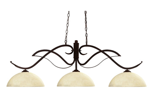 Phoenix 3 Light 52" Billiard, Glass Shades in Golden Mottle