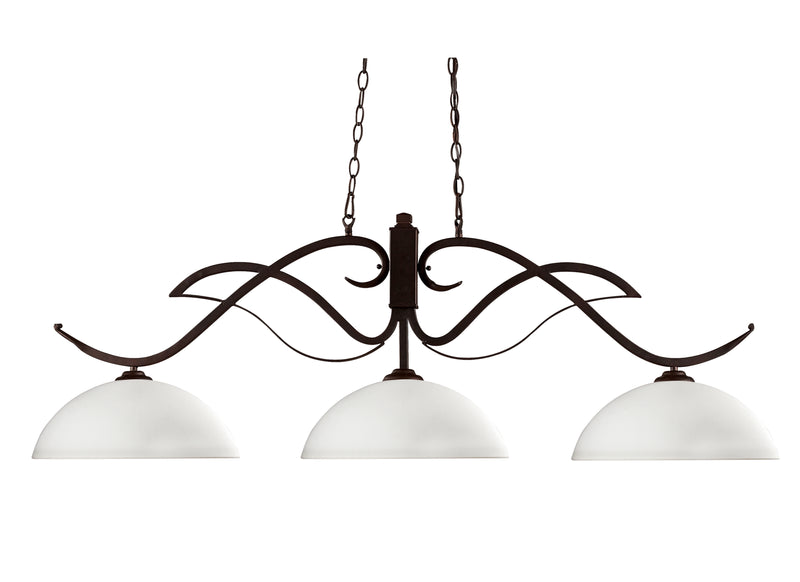 Phoenix 3 Light 52" Billiard, Glass Shades in Matte Opal