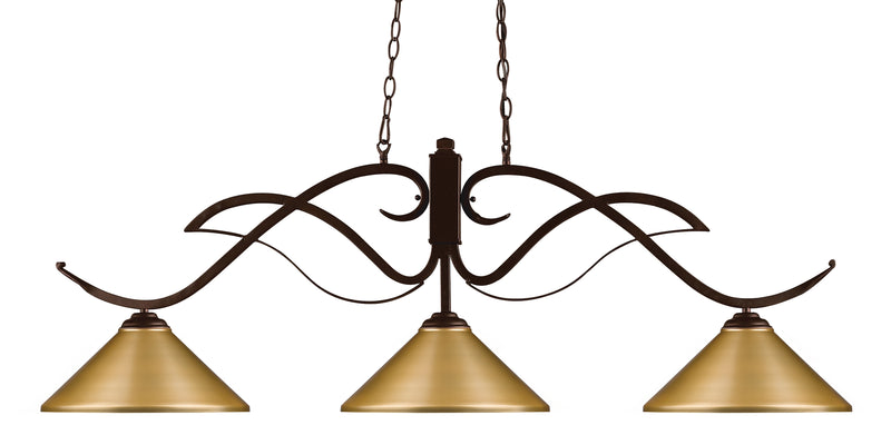 Phoenix 3 Light 52" Billiard, Metal Shades in Bronze
