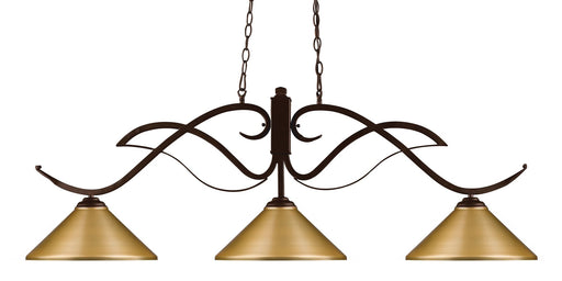 Phoenix 3 Light 52" Billiard, Metal Shades in Bronze