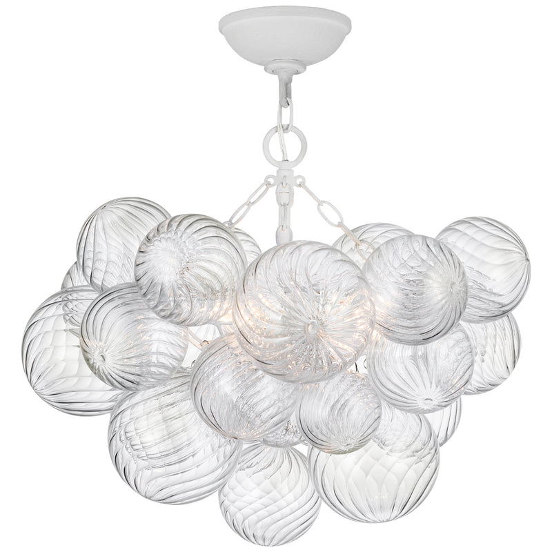 Talia LED Semi-Flush Mount in Plaster White and Clear Swirled Glass