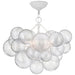 Talia LED Semi-Flush Mount in Plaster White and Clear Swirled Glass