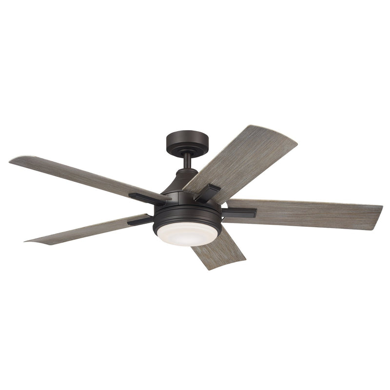 Tide 52" Wet-Rated Outdoor Ceiling Fan with Light in Olde Bronze