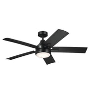 Tide 52" Wet-Rated Outdoor Ceiling Fan with Light in Satin Black