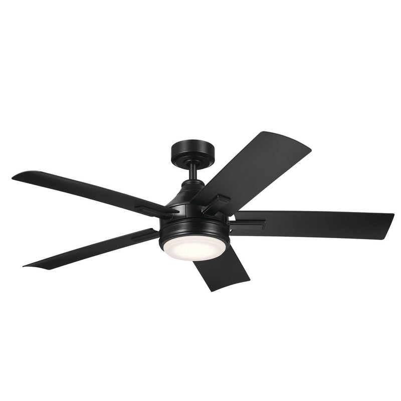 Tide 52" Wet-Rated Outdoor Ceiling Fan with Light in Satin Black