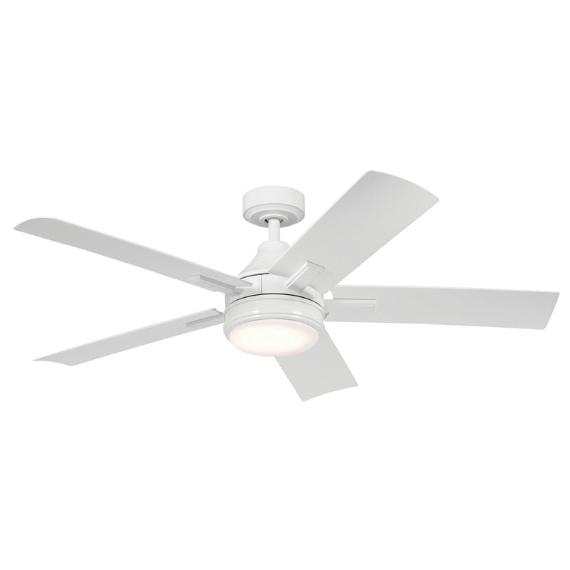 Tide 52" Wet-Rated Outdoor Ceiling Fan with Light in White