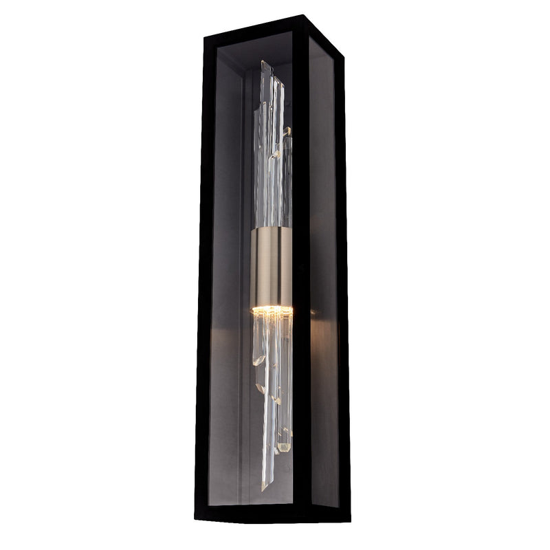 Lucca Esterno LED Outdoor Wall Sconce in Matte Black With Brushed Champagne Gold
