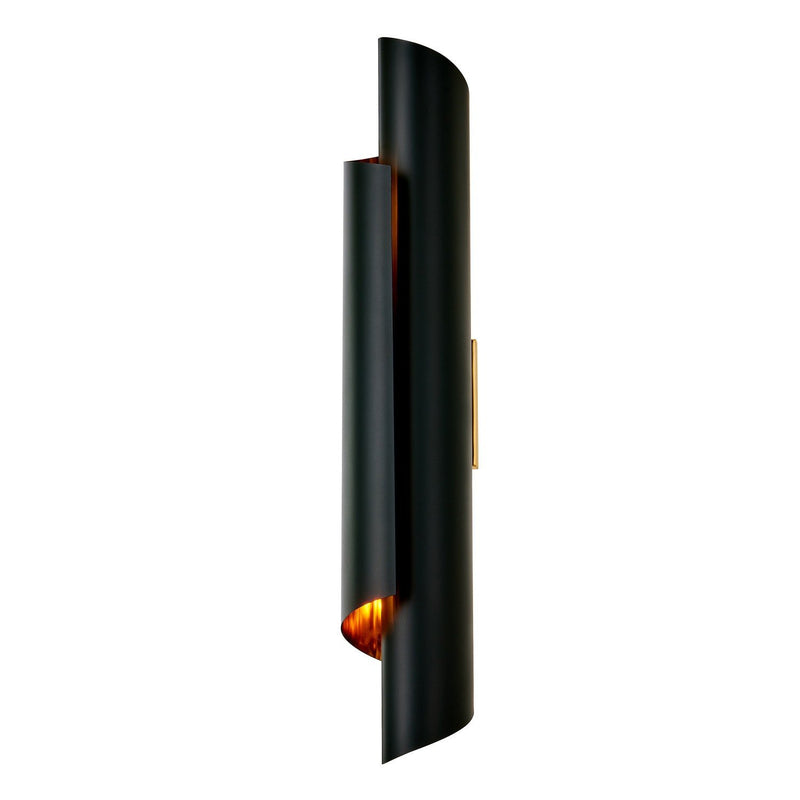 Piaga 2-Light Wall Sconce in Matte Black and Polished Brass