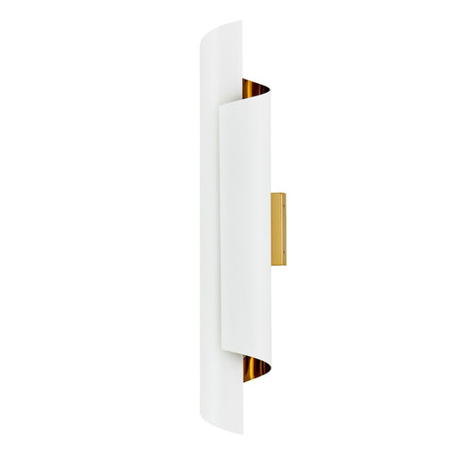 Piaga 2-Light Wall Sconce in Matte White and Polished Brass